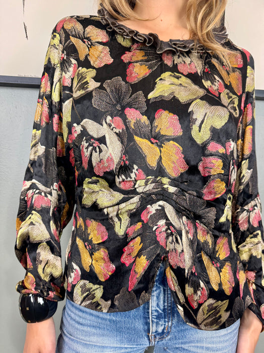 Raj, 30s floral lamé blouse