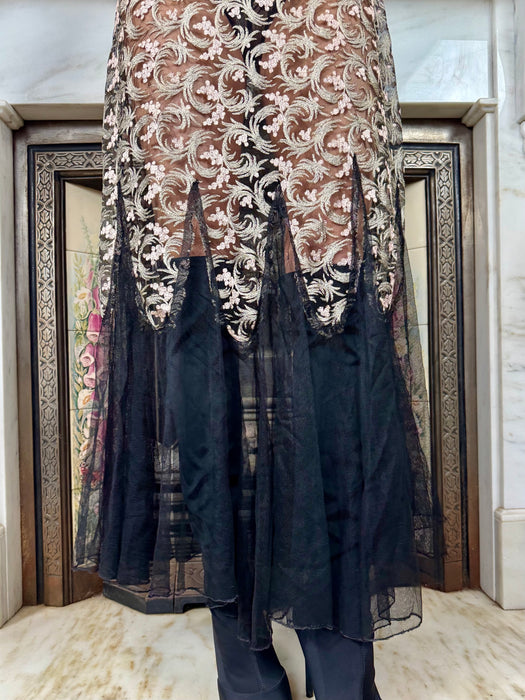 Estelle, 30s metallic floral lace mermaid net dress
