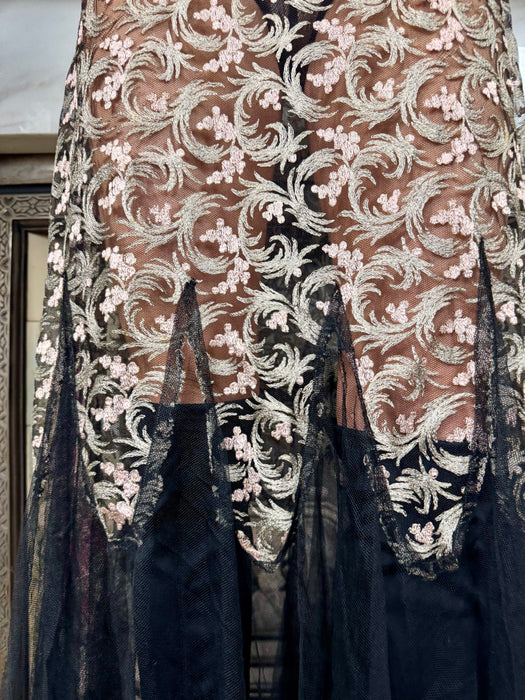 Estelle, 30s metallic floral lace mermaid net dress