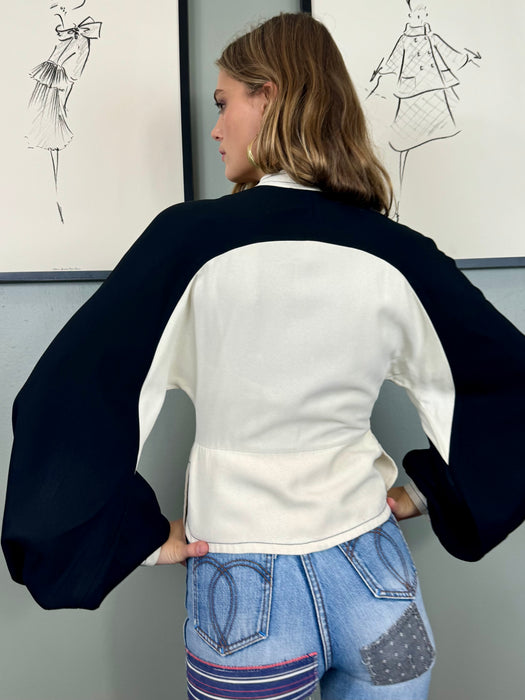 Jean Varon, 70s monochrome crepe blouse