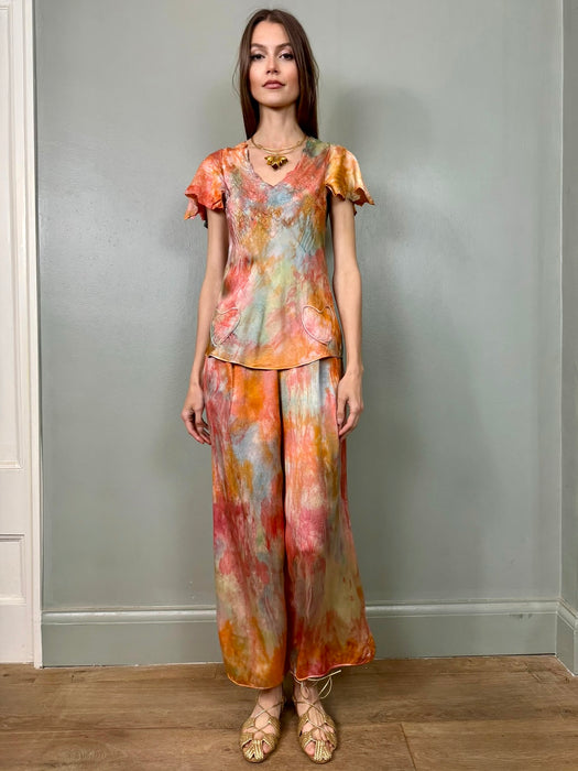 Evie, 20s silk tie dyed lounge set