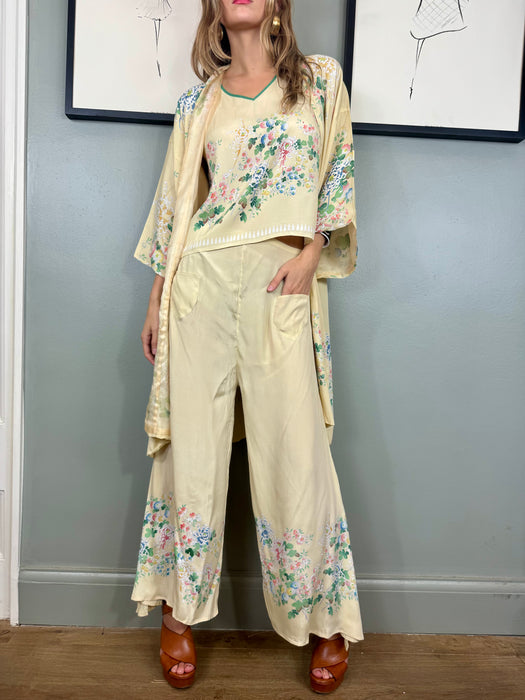 Chelsea, 40s Japanese 3 piece silk floral lounge set