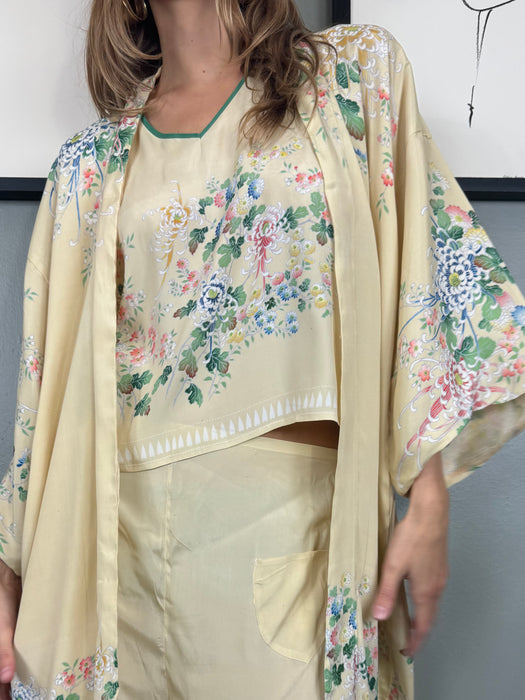 Chelsea, 40s Japanese 3 piece silk floral lounge set