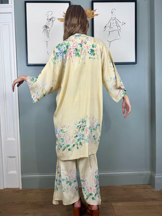 Chelsea, 40s Japanese 3 piece silk floral lounge set