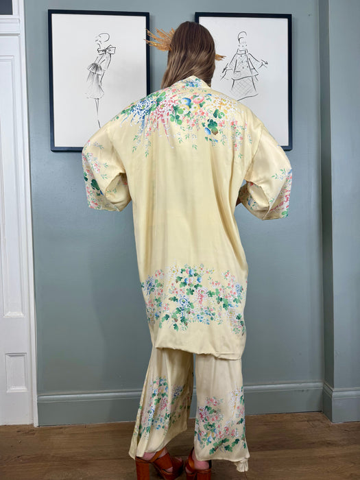 Chelsea, 40s Japanese 3 piece silk floral lounge set