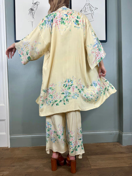 Chelsea, 40s Japanese 3 piece silk floral lounge set