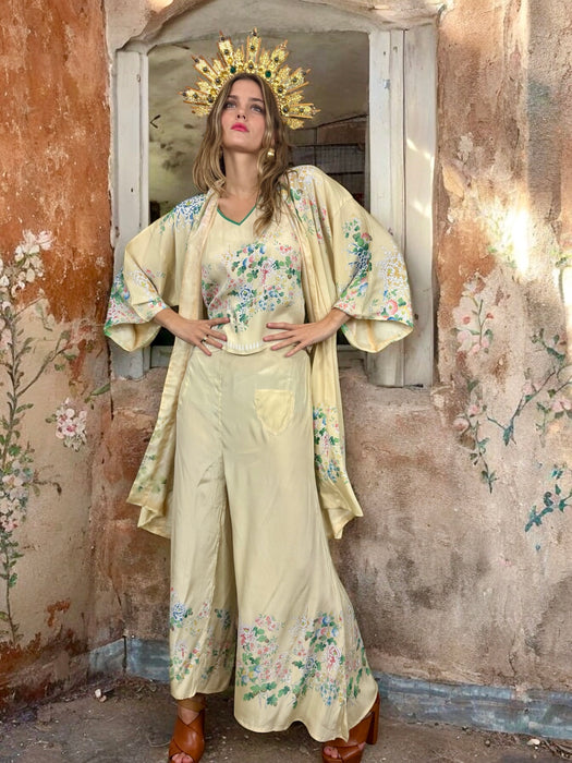 Chelsea, 40s Japanese 3 piece silk floral lounge set