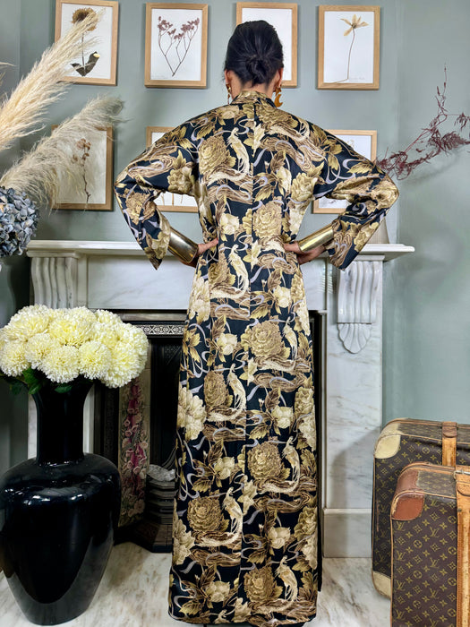 Blondie, silk 40s baroque floral print robe/dress
