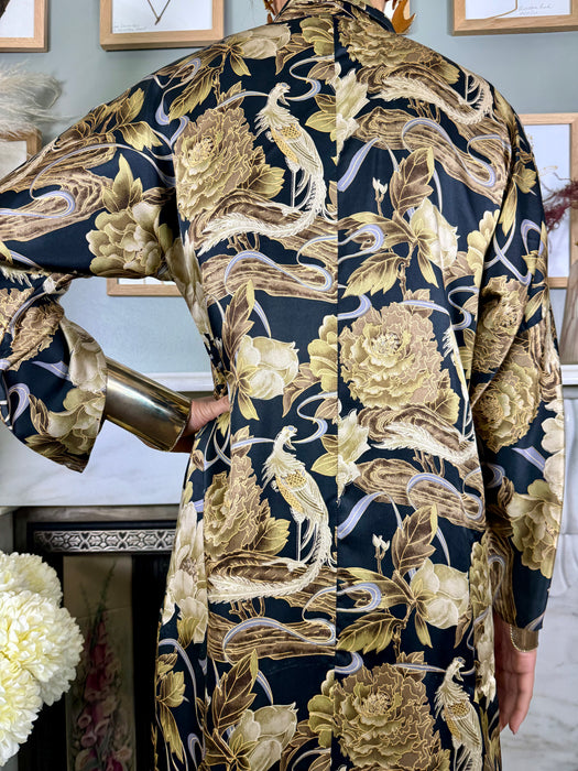 Blondie, silk 40s baroque floral print robe/dress