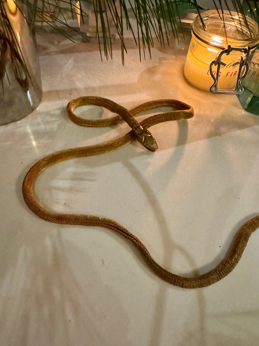 Flora, 20s gold snake adjustable necklace/belt