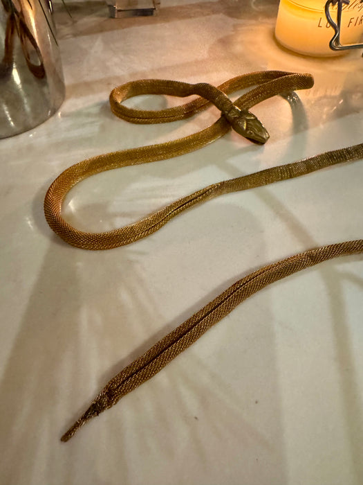 Flora, 20s gold snake adjustable necklace/belt