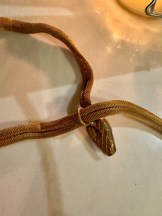 Flora, 20s gold snake adjustable necklace/belt