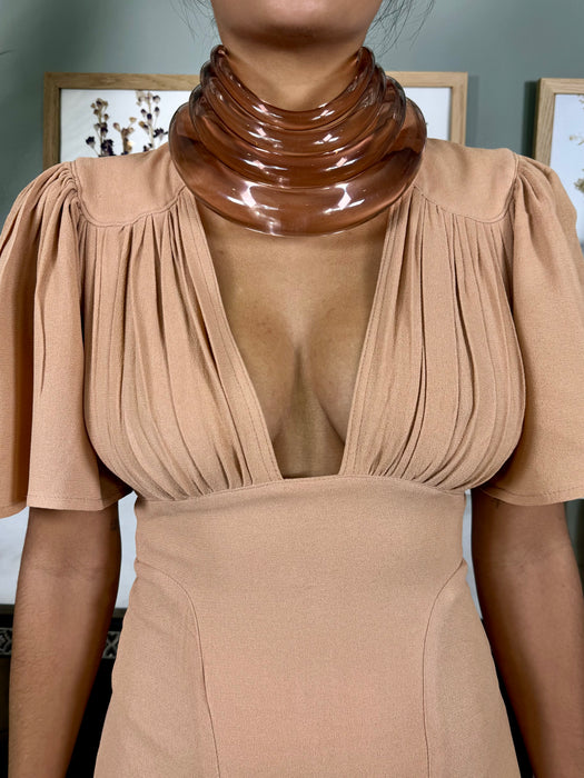 Claire, modernist light brown Perspex tiered chocker