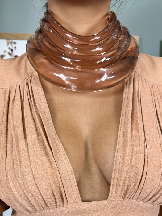 Claire, modernist light brown Perspex tiered chocker