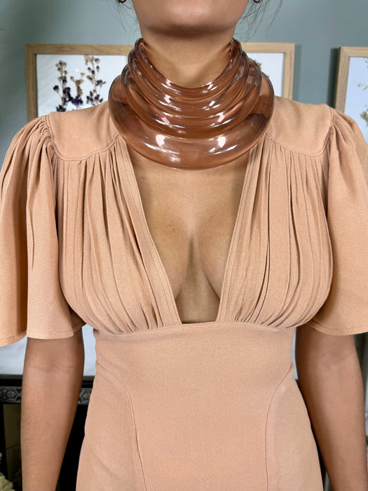 Claire, modernist light brown Perspex tiered chocker