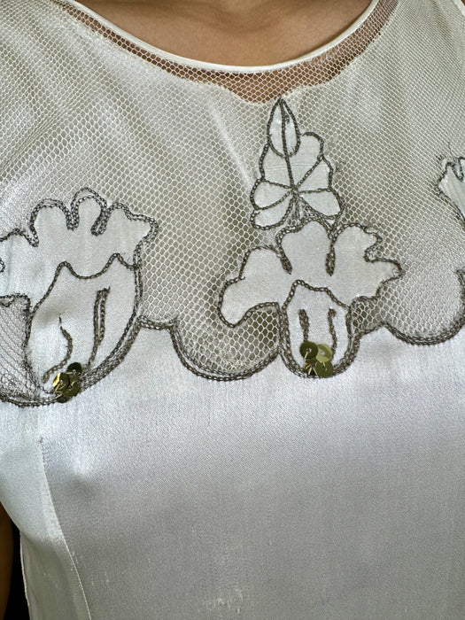 Astral, 30s cream silk and net sequins gown