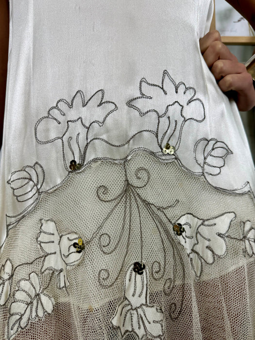 Astral, 30s cream silk and net sequins gown