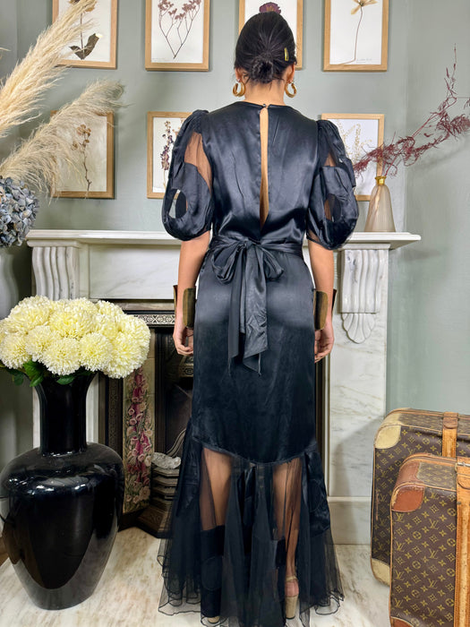 Hera, 30s black silk and net gown