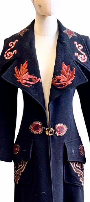 Christian Lacroix, 1999 black wool embroidered coat