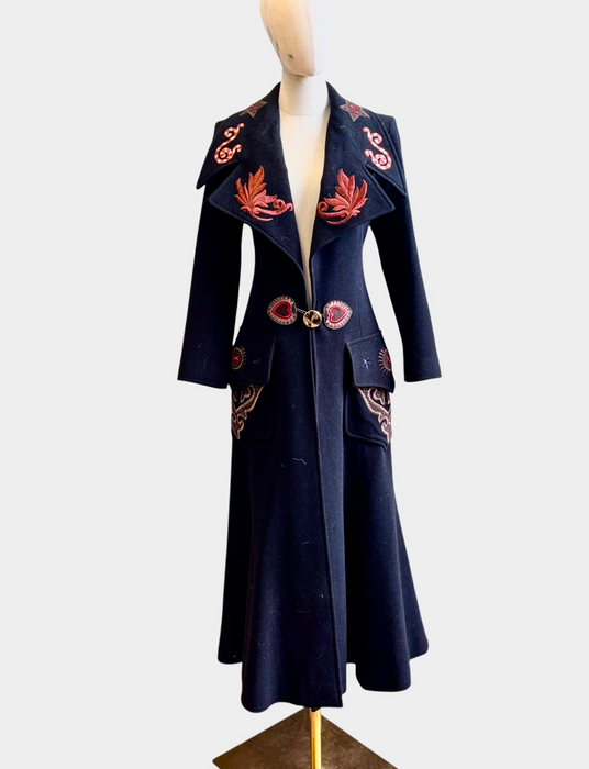 Christian Lacroix, 1999 black wool embroidered coat