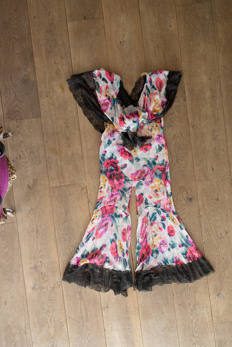 Traina, 30s floral chiffon ad lace jumpsuit and stole