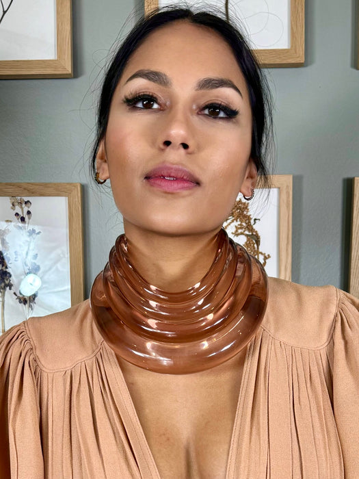 Claire, modernist light brown Perspex tiered chocker