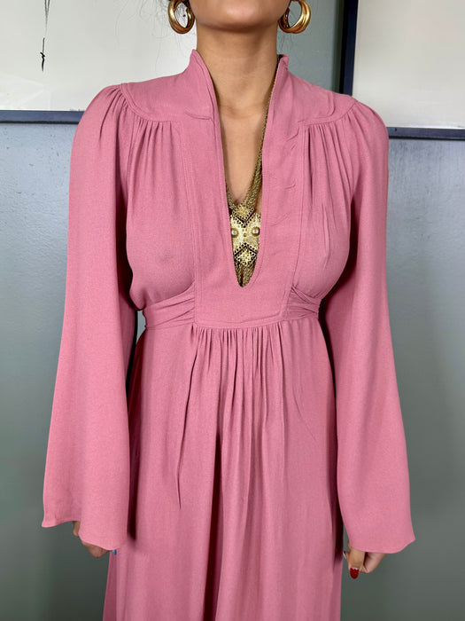 Ossie Clark, 70s Pink crepe dress