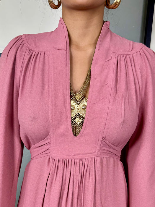 Ossie Clark, 70s Pink crepe dress