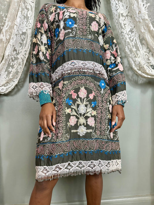 Doran, Suzani vintage embroidered dress