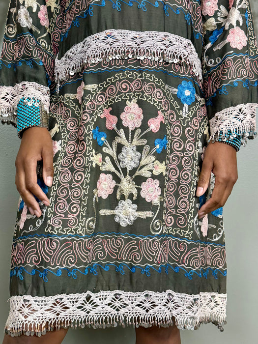 Doran, Suzani vintage embroidered dress