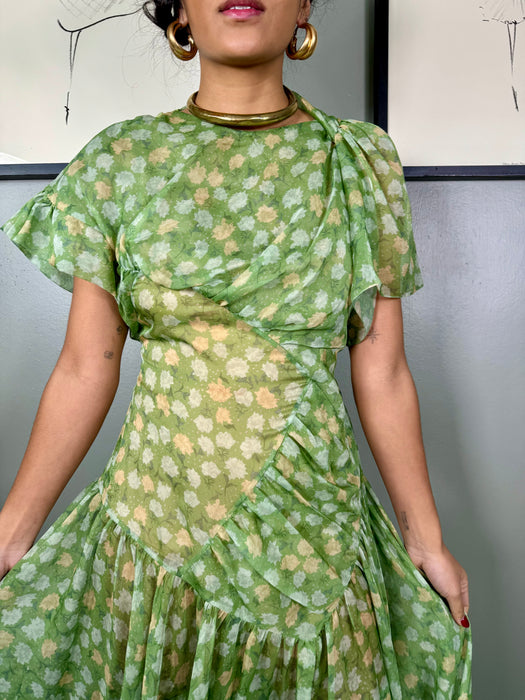 Preen, does 40s draped floral dress – One Vintage
