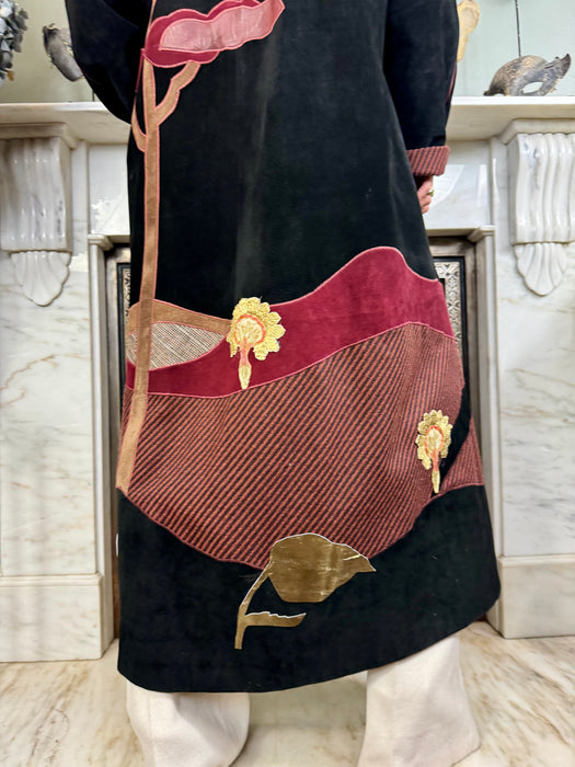 Pandora, 70s black suede patchwork coat