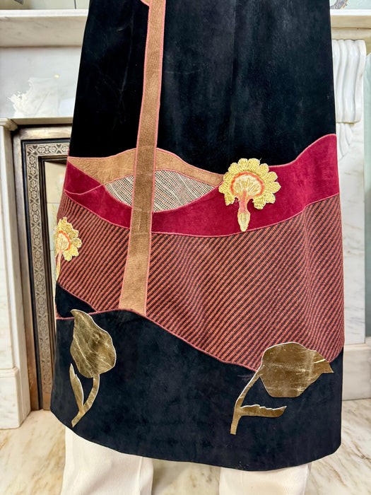 Pandora, 70s black suede patchwork coat