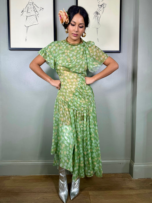 Preen does 40s draped floral dress