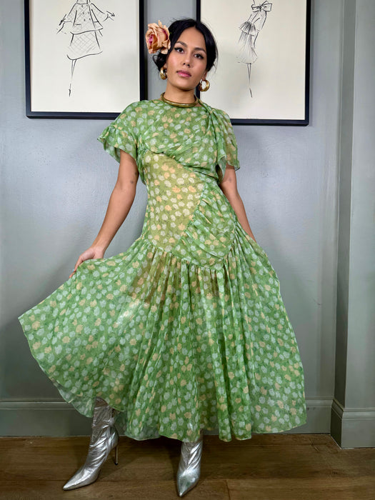 Preen, does 40s draped floral dress