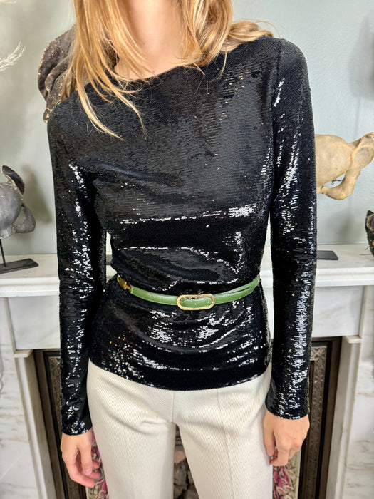 Tom Ford, Y2K black sequins long sleeve top