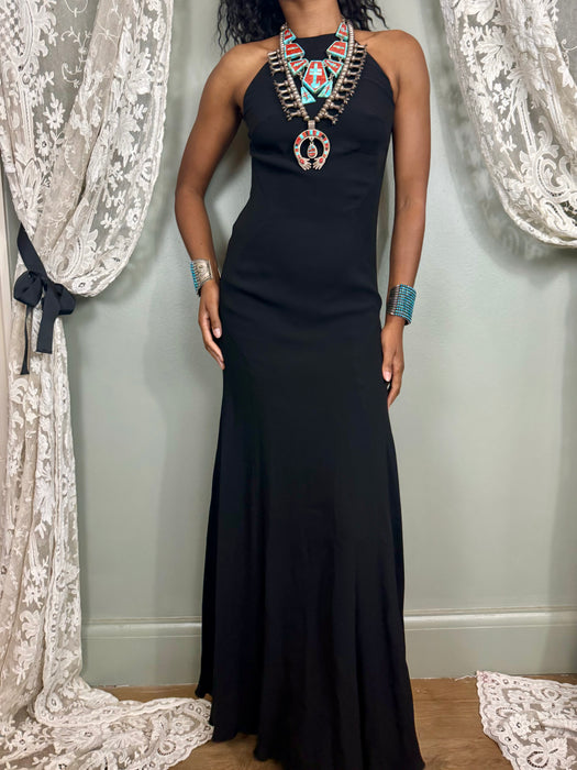 Ralph Lauren, purple label, long black silk bias cut dress
