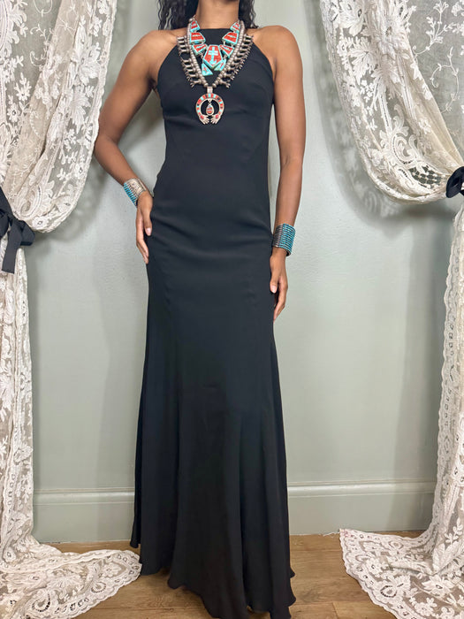 Ralph Lauren, purple label, long black silk bias cut dress