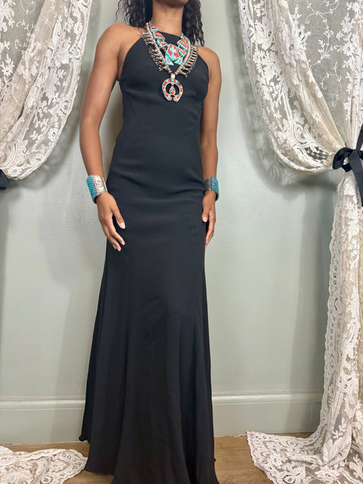 Ralph Lauren, purple label, long black silk bias cut dress