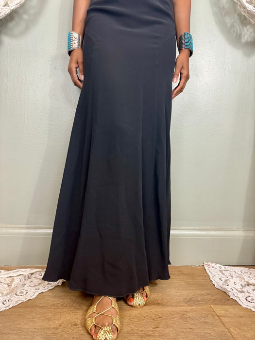 Ralph Lauren, purple label, long black silk bias cut dress
