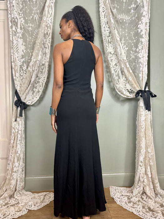 Ralph Lauren, purple label, long black silk bias cut dress
