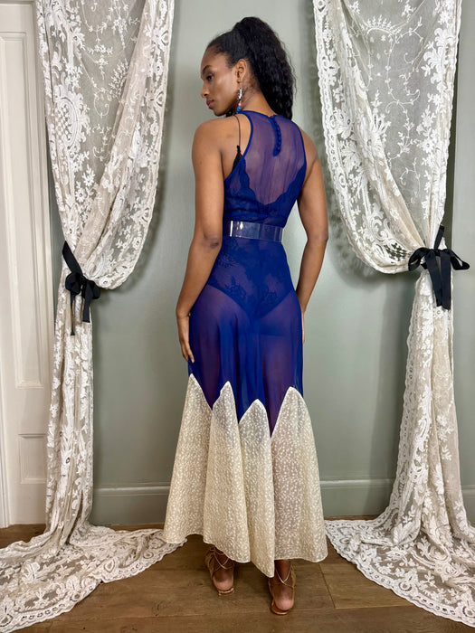 Jazz, 30s midnight blue chidden and lace dress