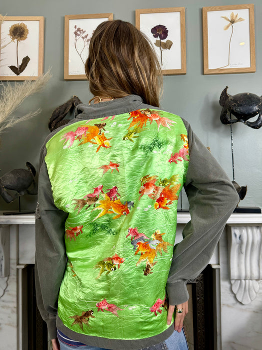Peter, vintage sweatshirt with 30s silk embroidery on back