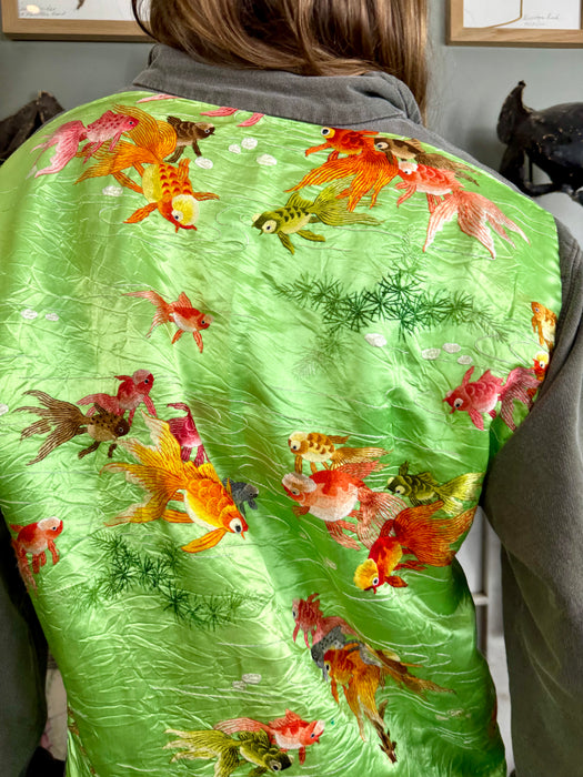 Peter, vintage sweatshirt with 30s silk embroidery on back