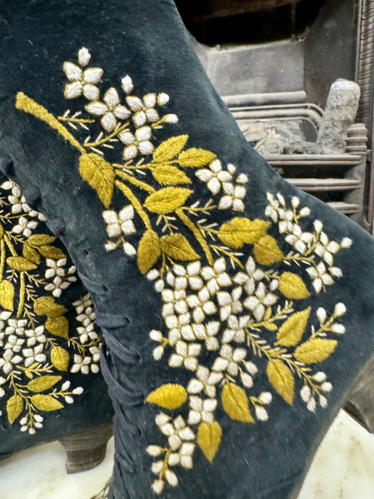 Christian, 80s embroidered floral suede boots