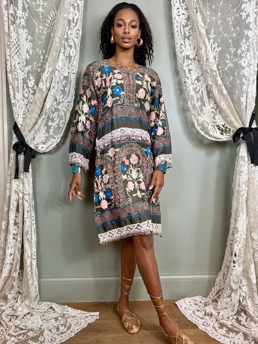 Doran, Suzani vintage embroidered dress