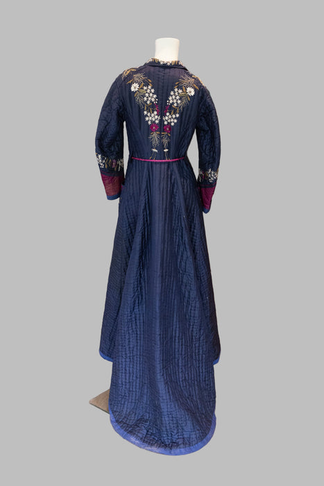 Tara, Victorian silk embroidered floral quilted long coat