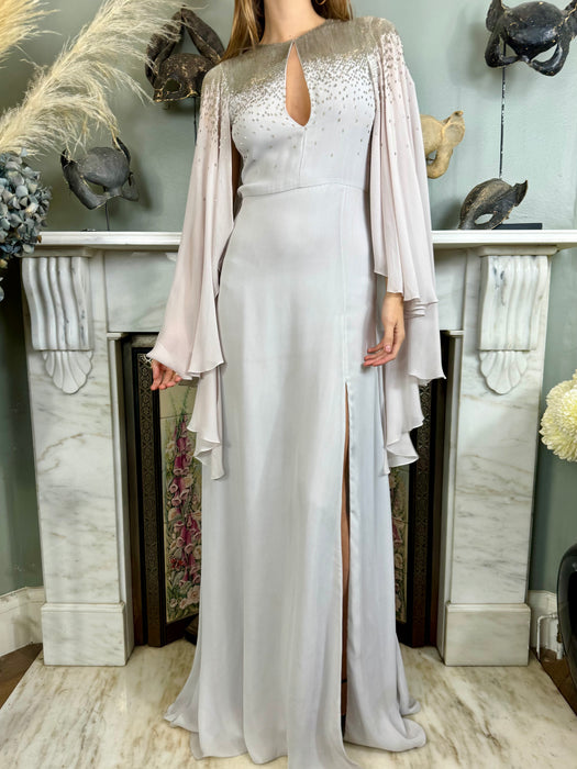 Amanda Wakely, grey Goddess beaded gown
