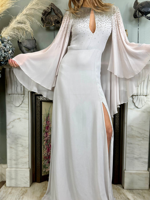 Amanda Wakely, grey Goddess beaded gown
