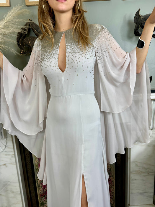 Amanda Wakely, grey Goddess beaded gown
